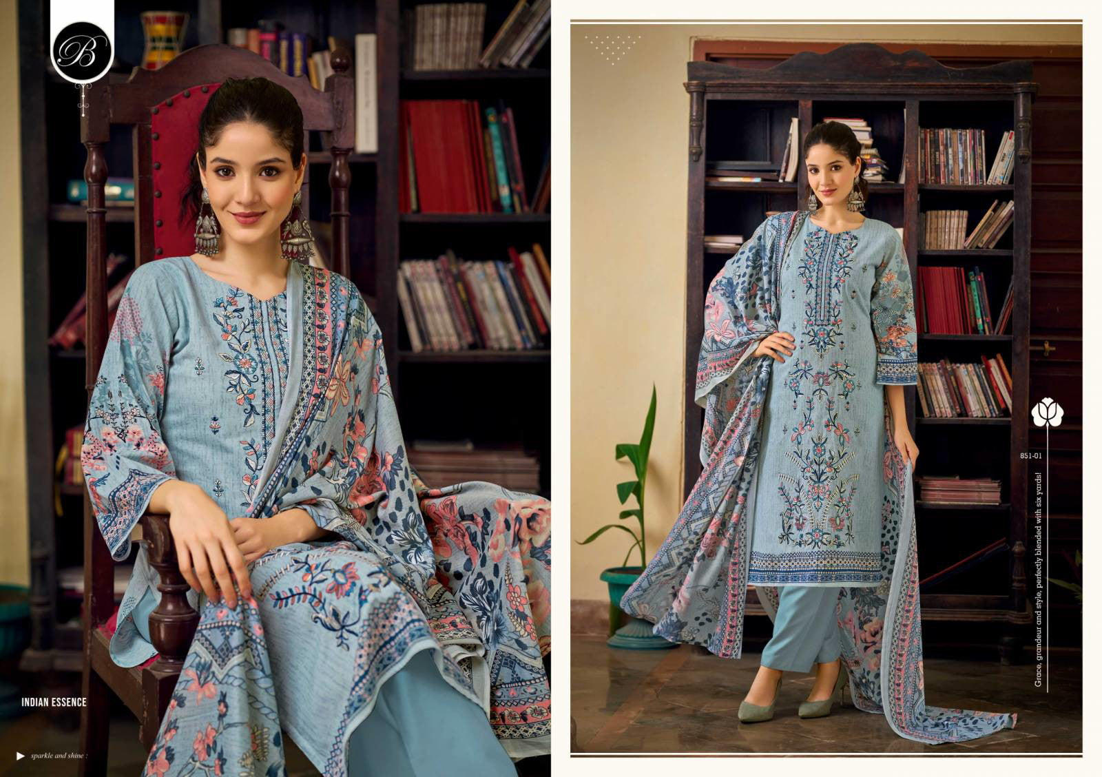Pure Cotton Full Front Embroidery Dress Material