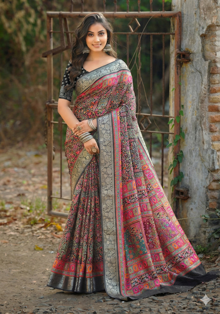 Viscose Bright Moss Foil Saree