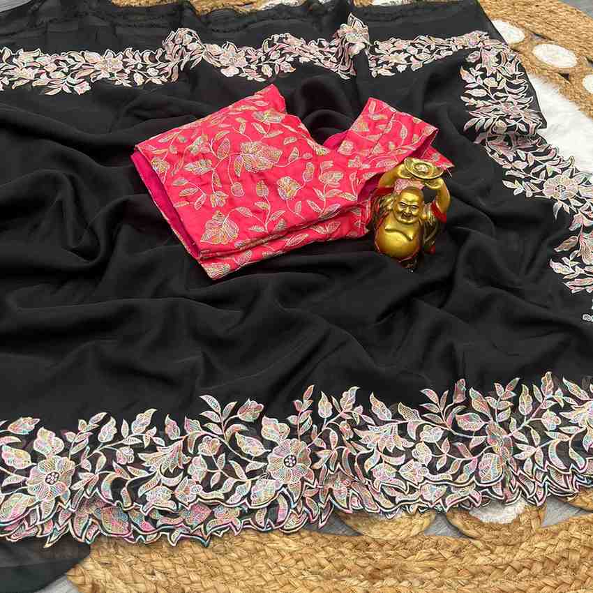 Tabby Silk Saree with Multi Thread Cut Work