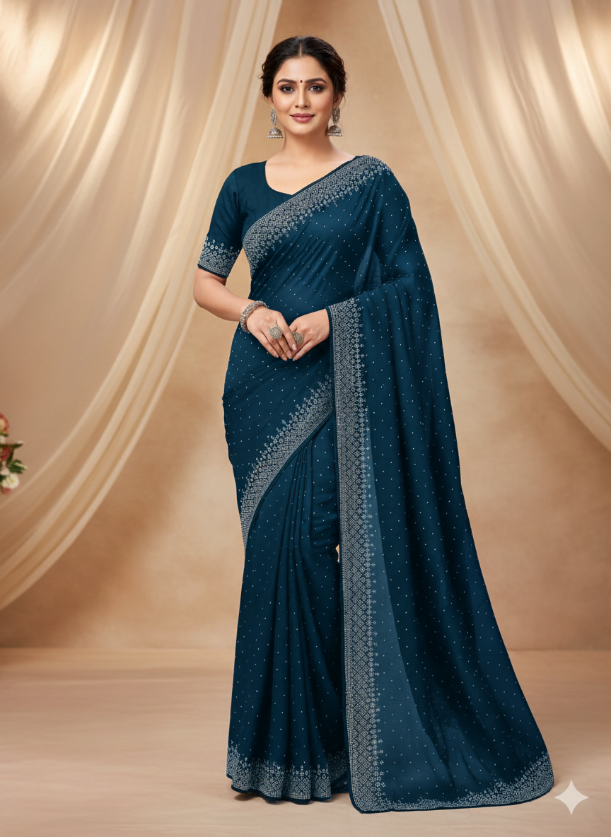 Rangoli Silk Saree with Diamond Work