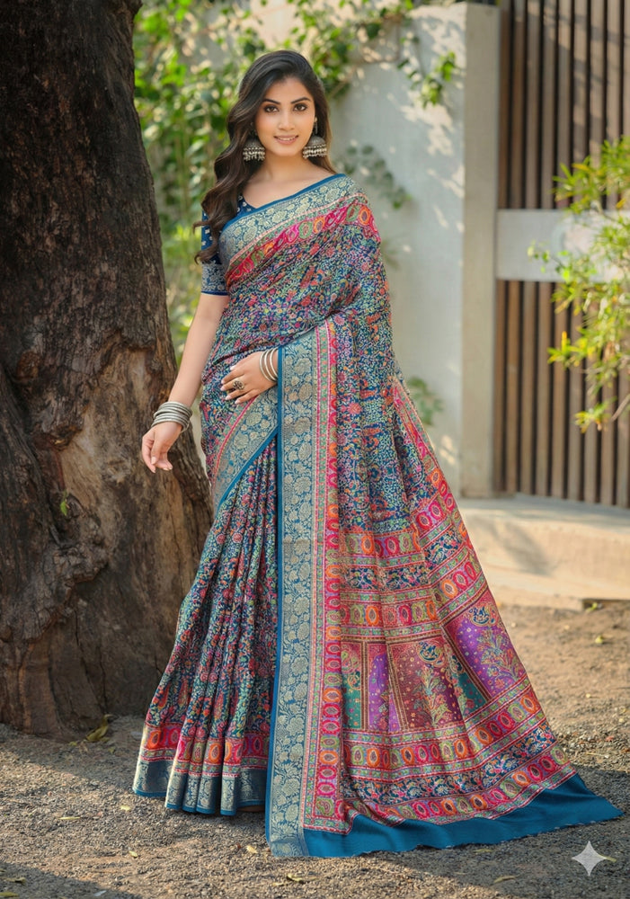 Viscose Bright Moss Foil Saree
