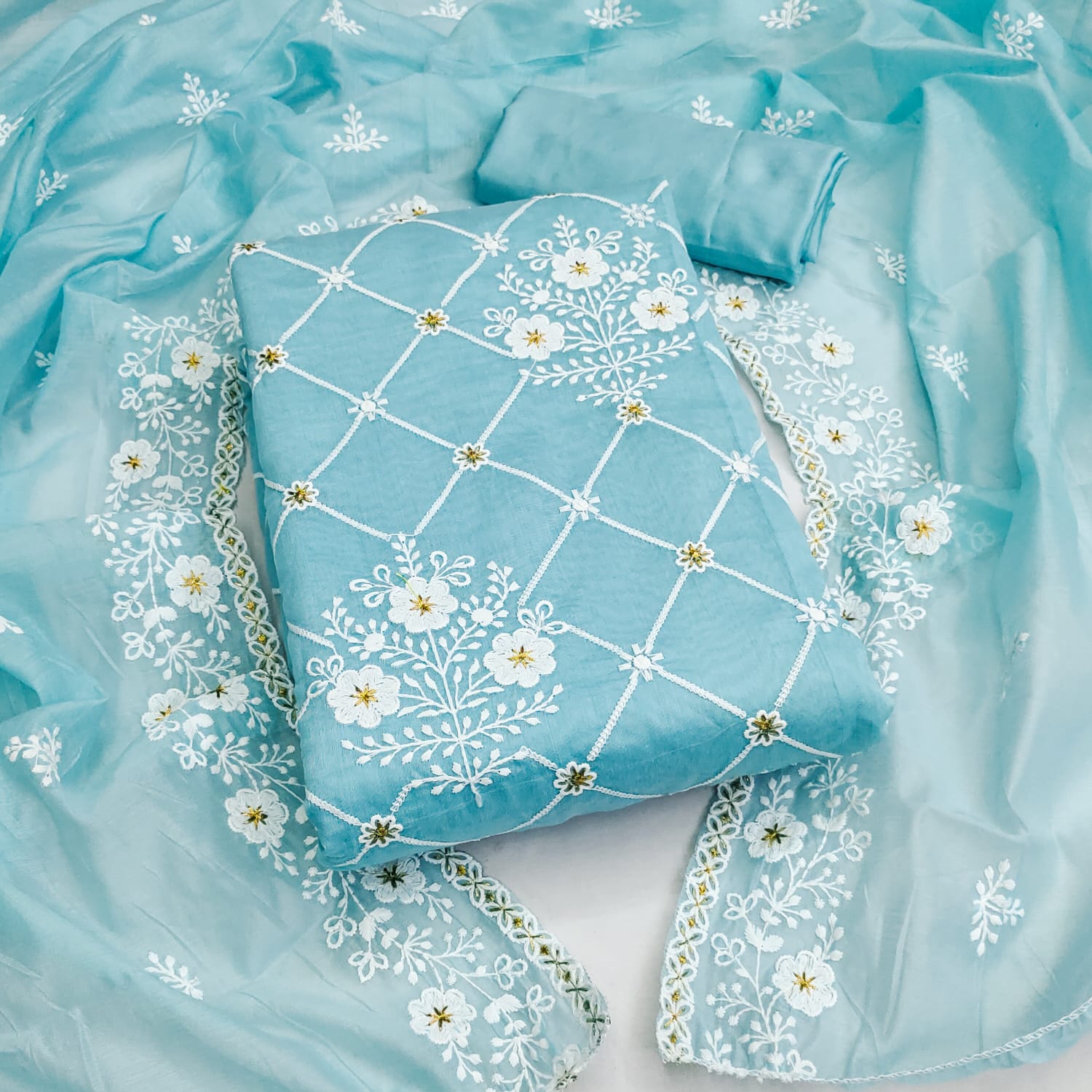 Chanderi Cotton Embroidery work Dress Material