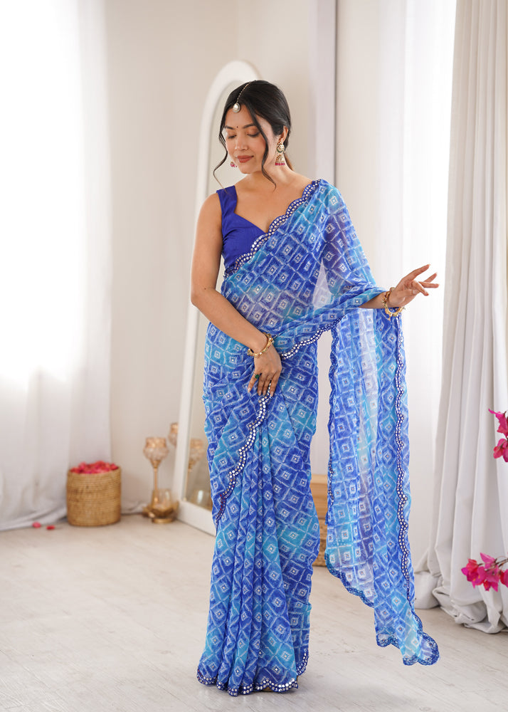 Georgette Bandhani Printed Saree