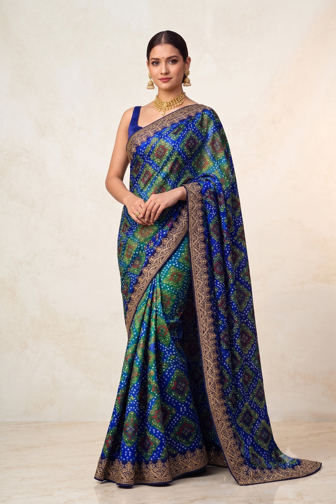 Chinon Silk Bandhani Print Saree