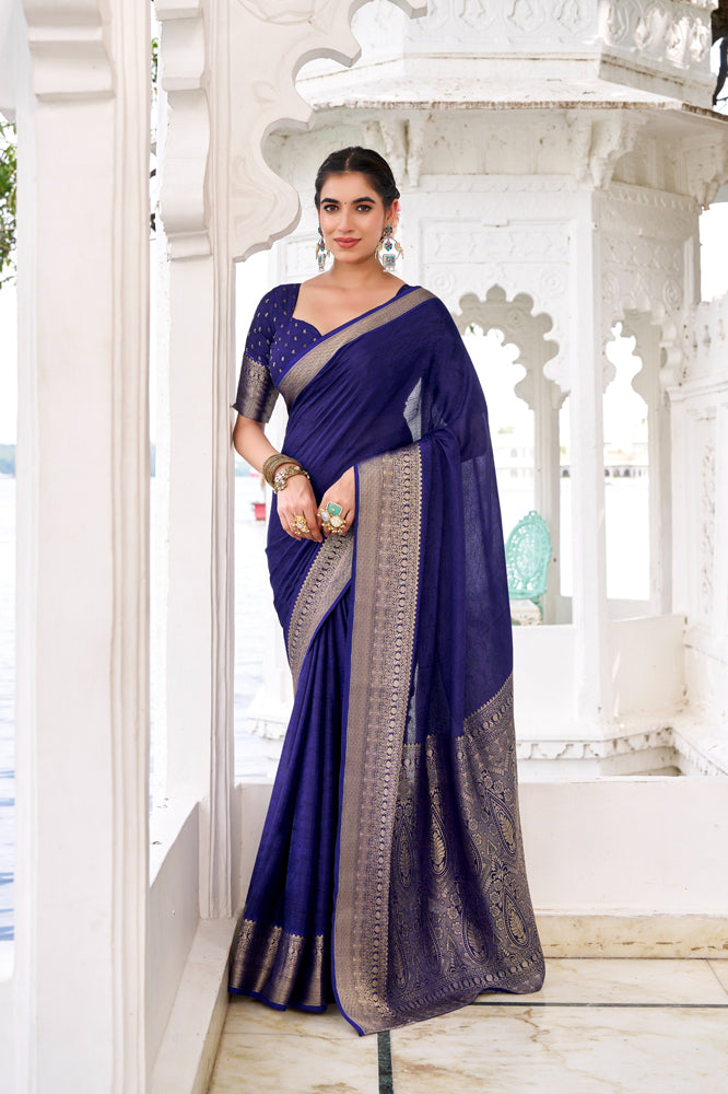 Chinon Zari Weaving Saree