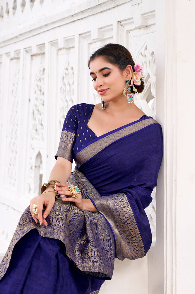 Chinon Zari Weaving Saree