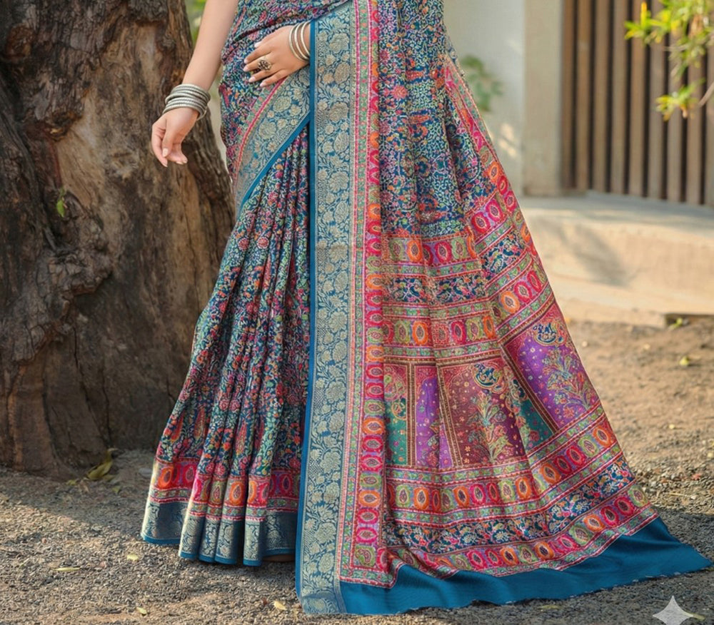Viscose Bright Moss Foil Saree