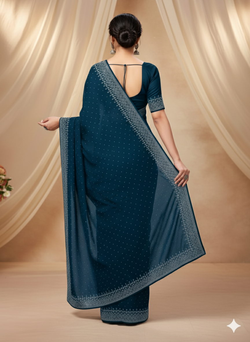 Rangoli Silk Saree with Diamond Work