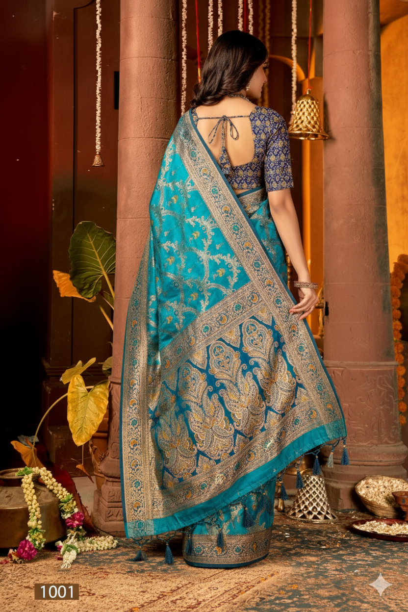 Satin Silk Saree with Swarovski Work