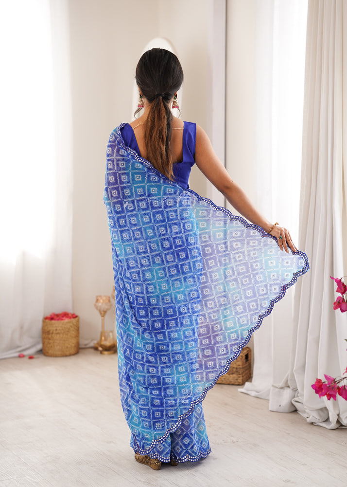 Georgette Bandhani Printed Saree
