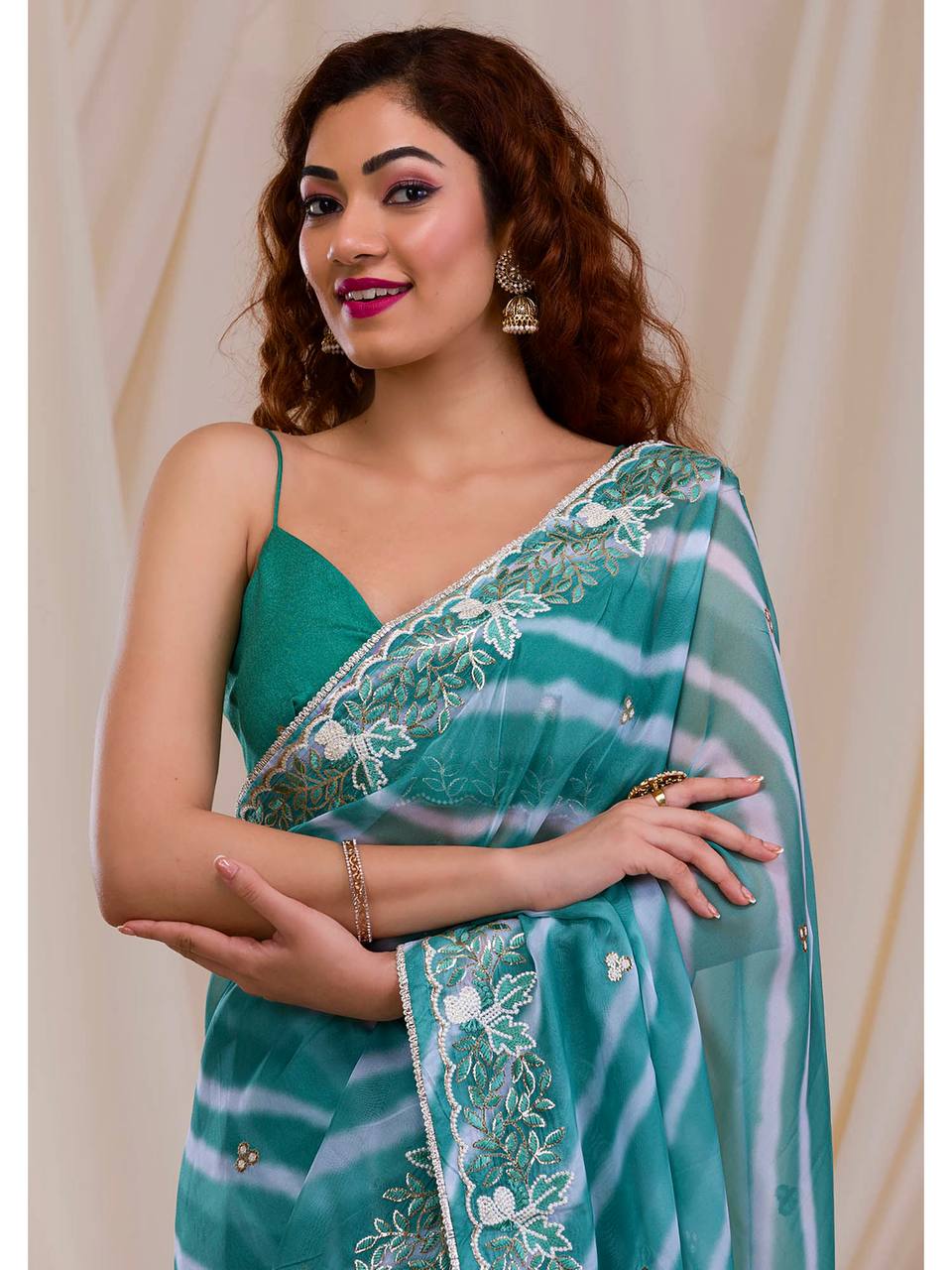 Georgette Saree with Embroidery Work