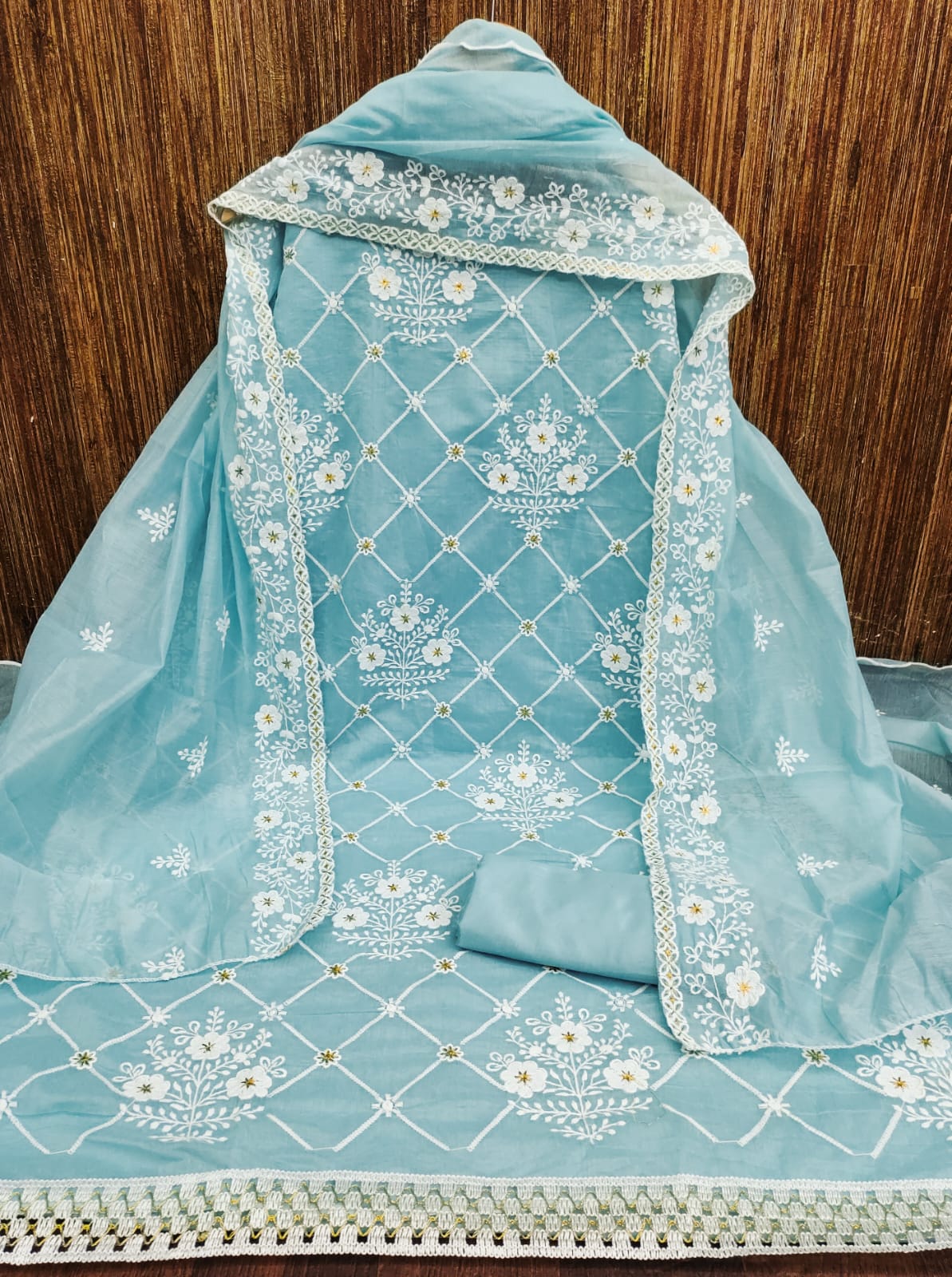 Chanderi Cotton Embroidery work Dress Material