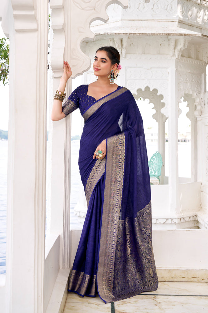 Chinon Zari Weaving Saree