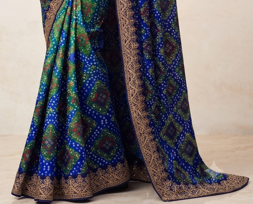 Chinon Silk Bandhani Print Saree
