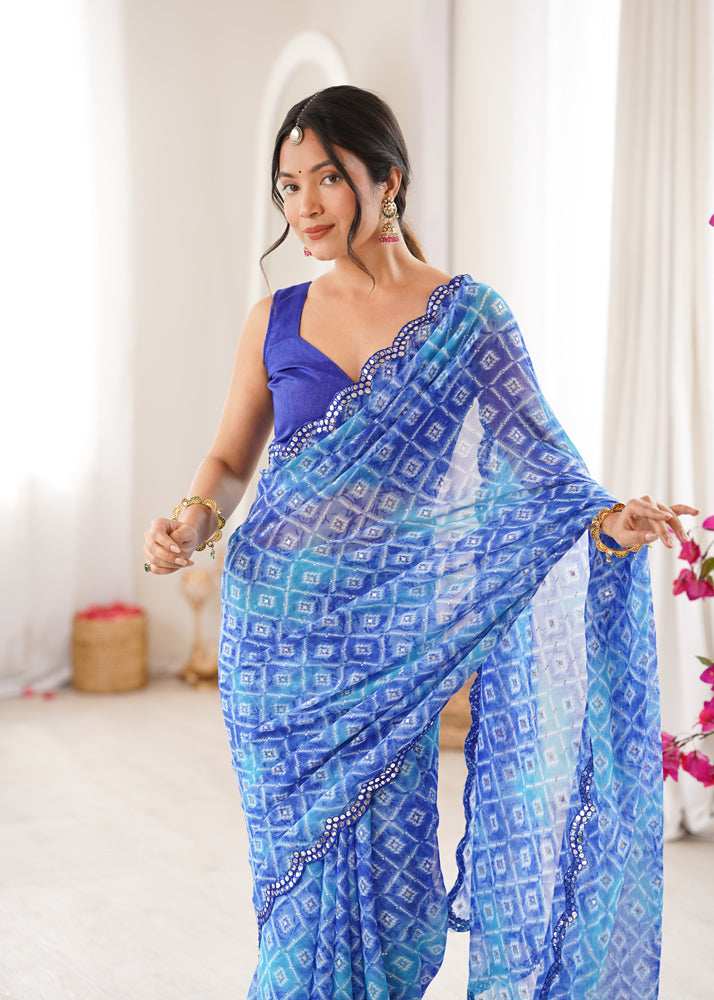 Georgette Bandhani Printed Saree