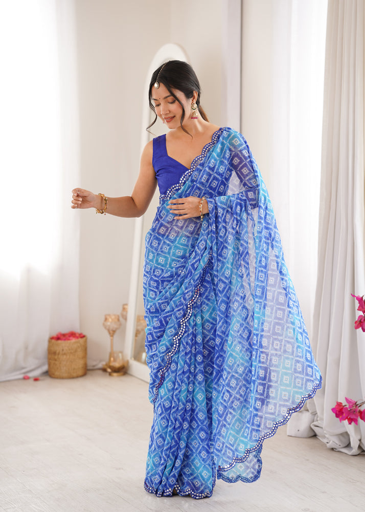 Georgette Bandhani Printed Saree