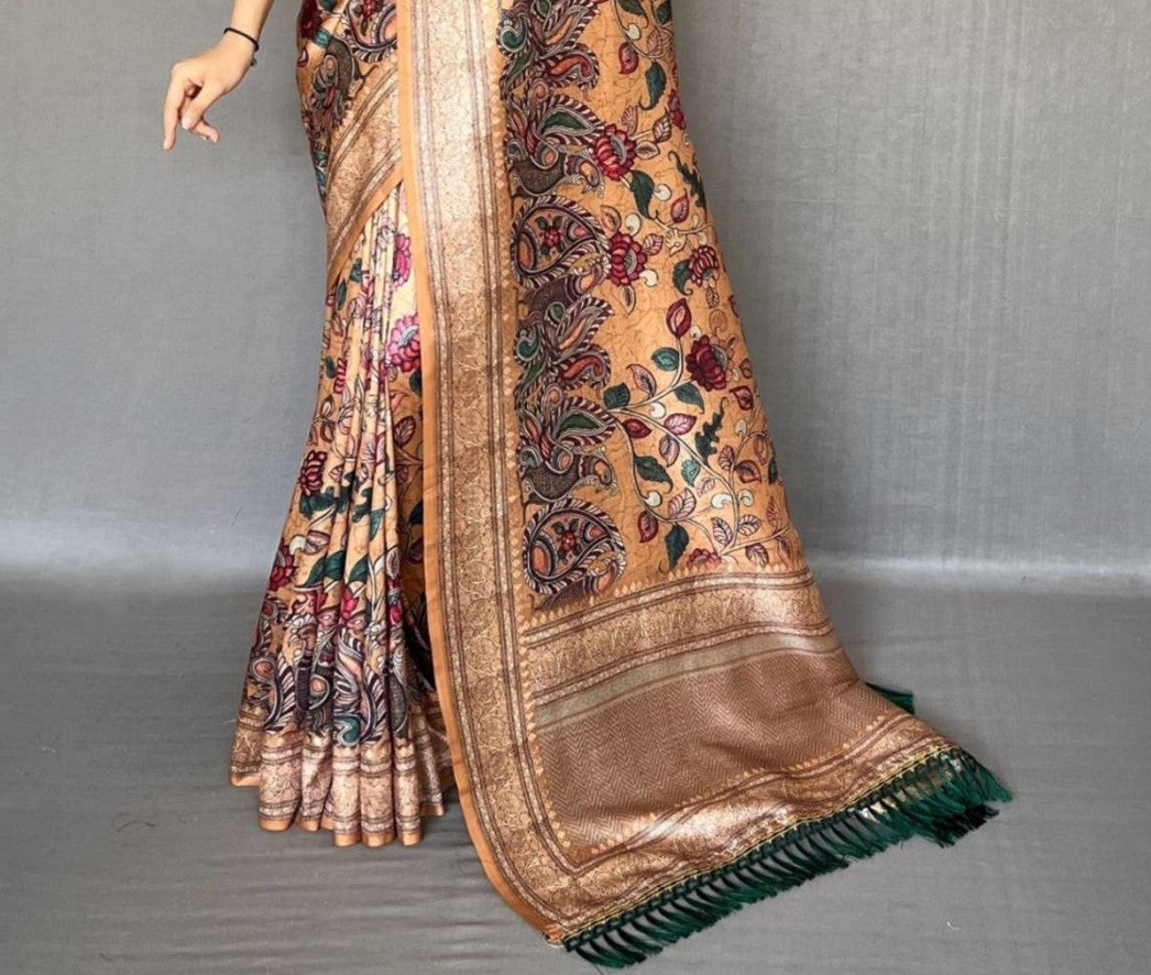 Soft Silk Kalamkari Printed Saree