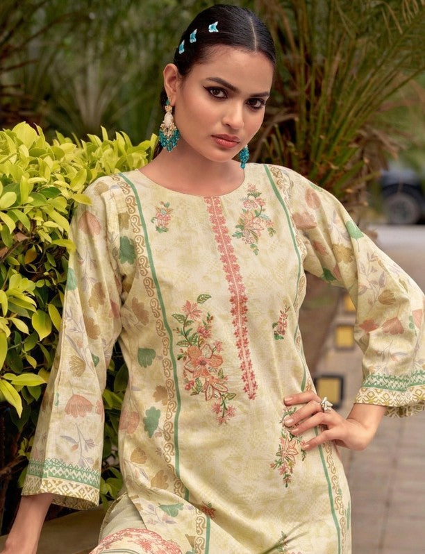 Lawn Cotton Print With Embroidery Dress Material