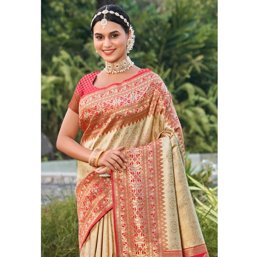 Woven Kanjivaram Silk Saree With Tassels