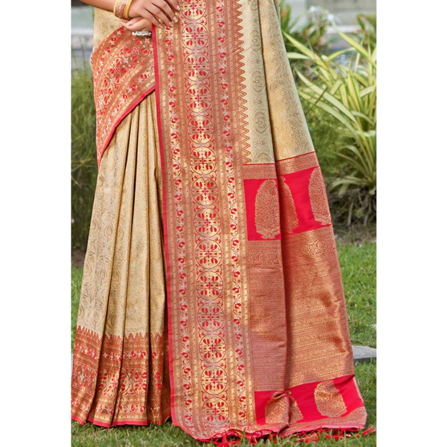 Woven Kanjivaram Silk Saree With Tassels