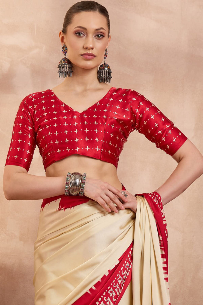 Printed Semi Modal Silk Saree