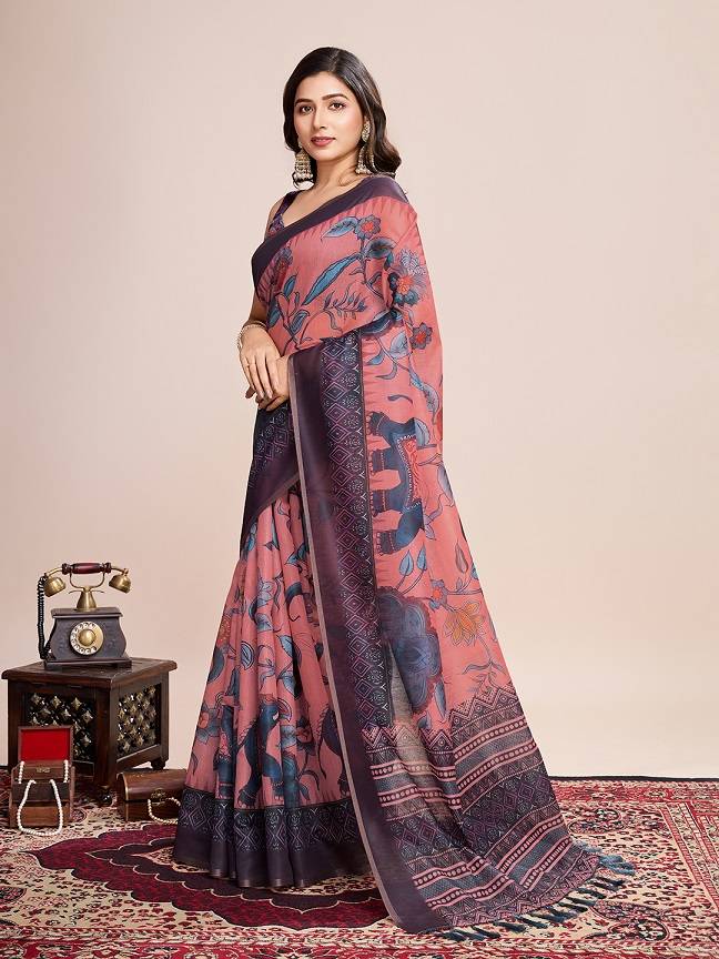 Digital Printed Linen Saree