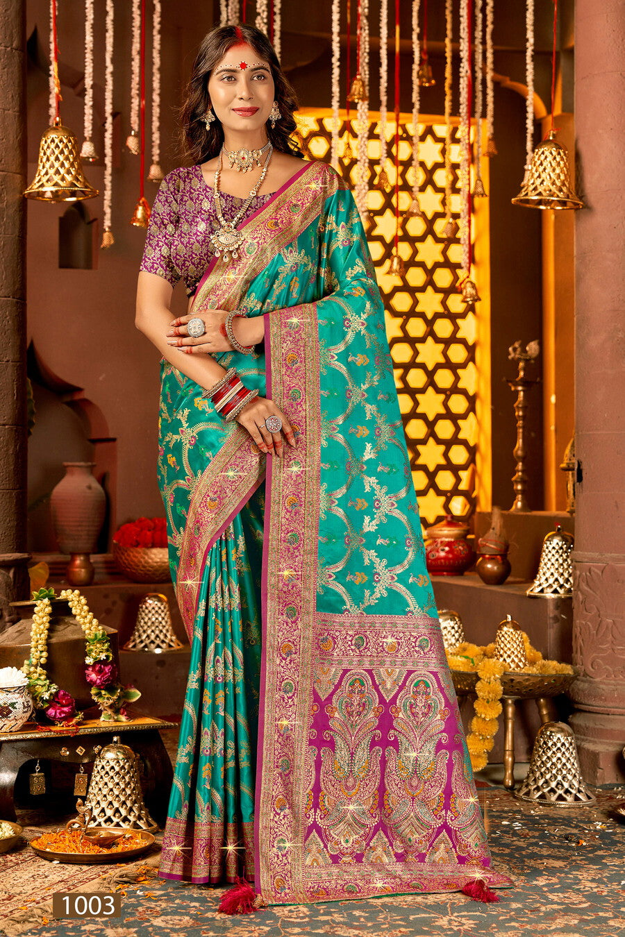 Satin Silk Saree with Swarovski Work
