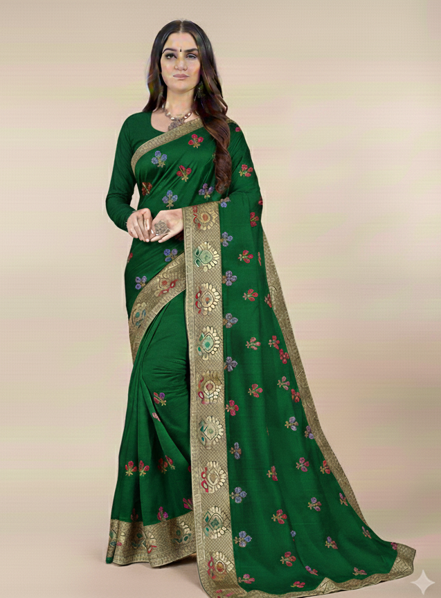 Fancy Silk Embroidery Work Saree