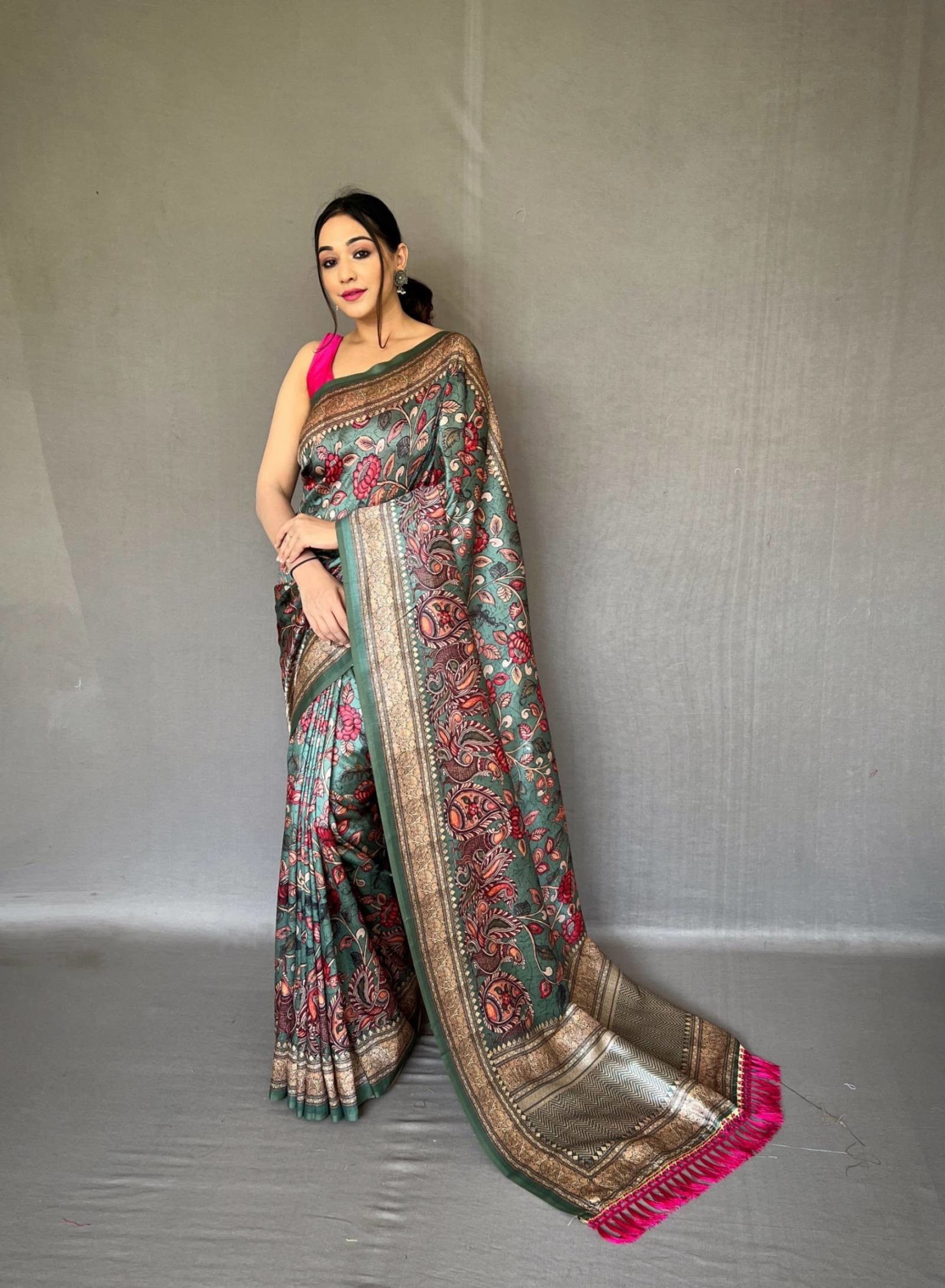 Soft Silk Kalamkari Printed Saree