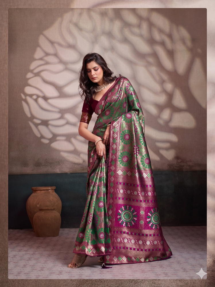 Soft Silk Meenakari Work Saree