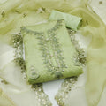 Organza Silk Dress Material With Exquisite Floral Embroidery & Sequin Work