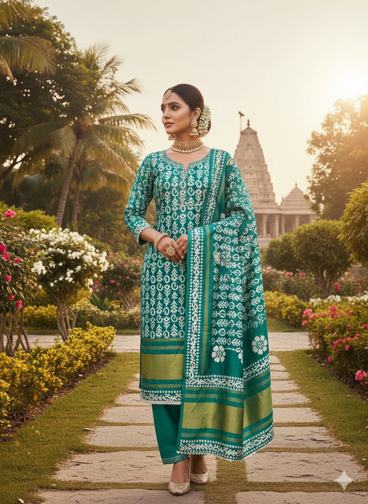 Gaji Silk Batik Printed Dress Material