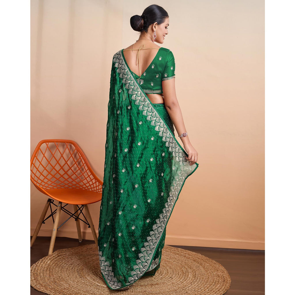 Embroidered Tussar Silk Saree