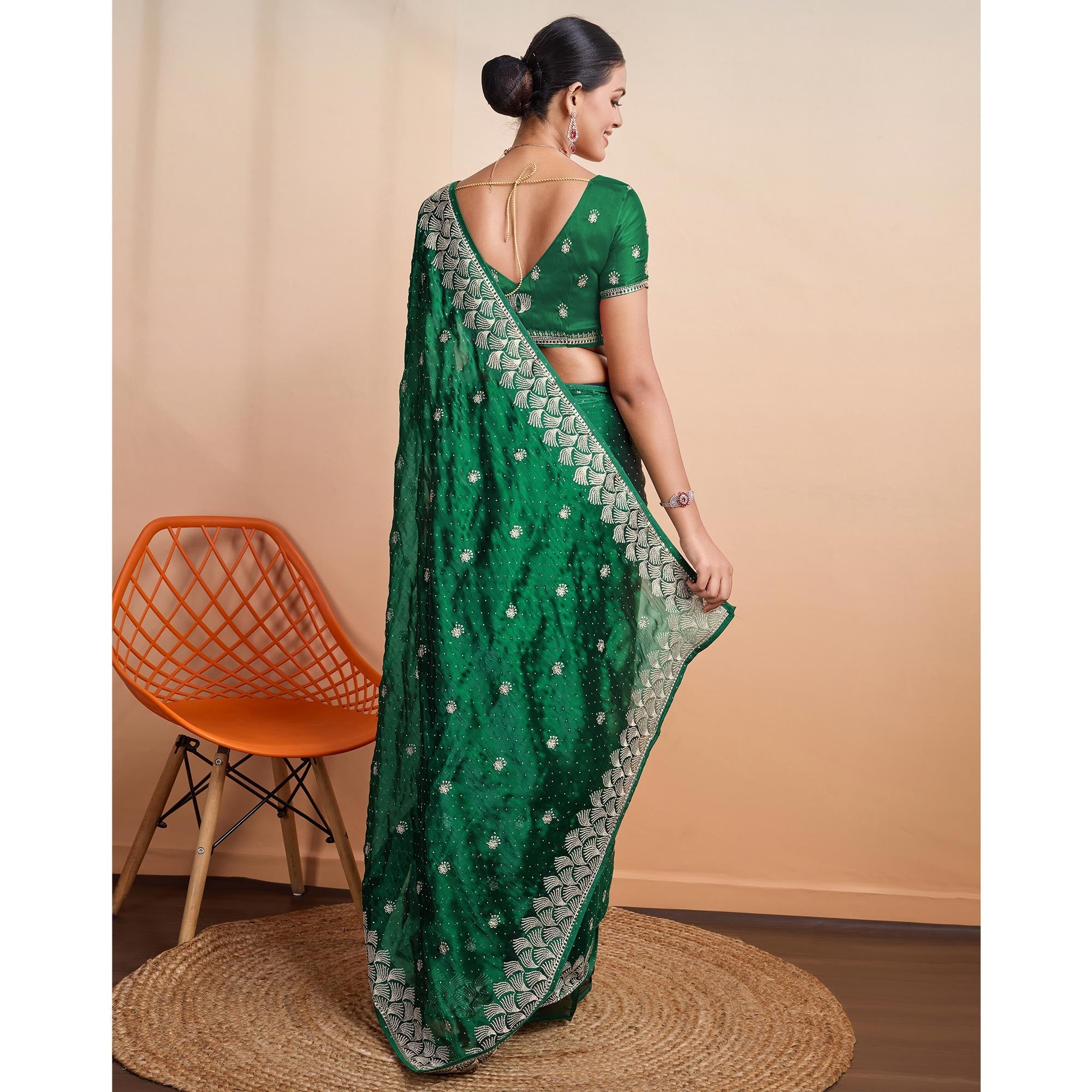 Embroidered Tussar Silk Saree