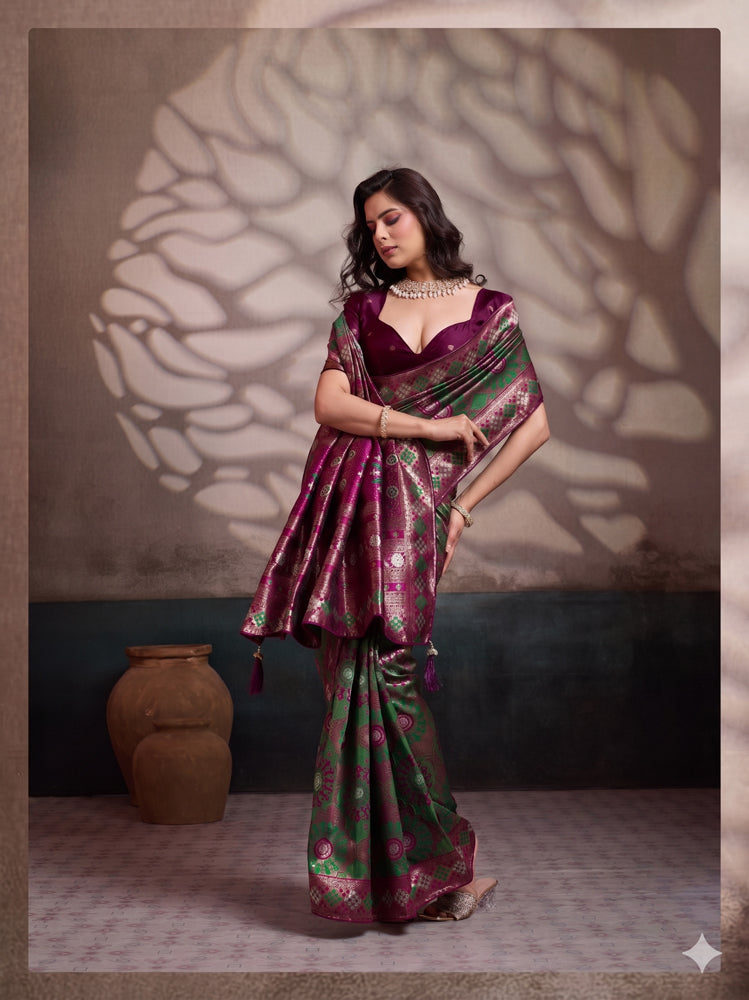 Soft Silk Meenakari Work Saree