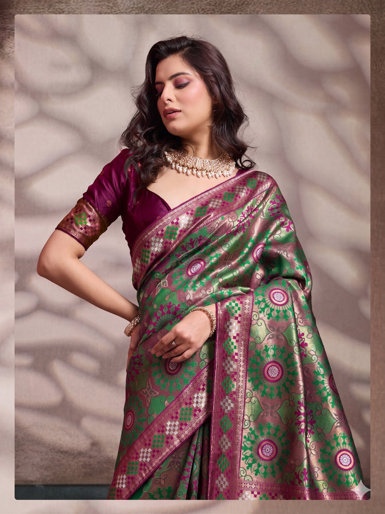 Soft Silk Meenakari Work Saree