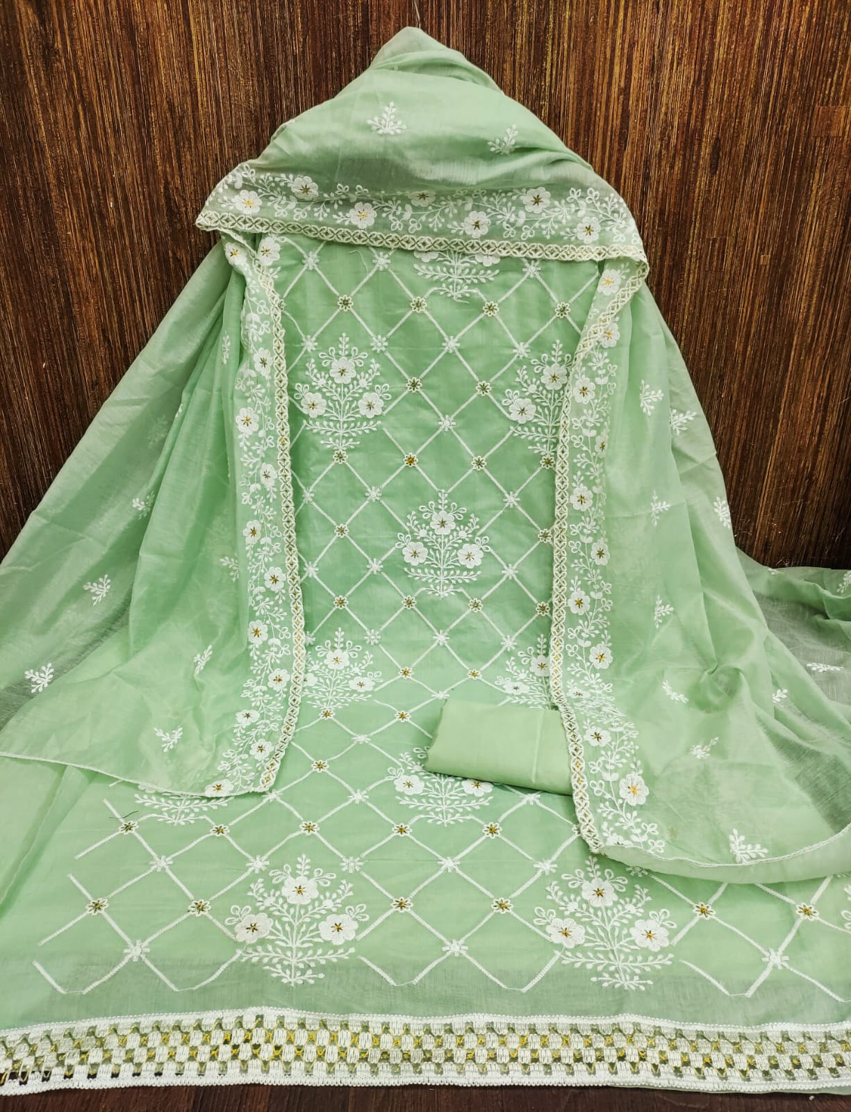 Chanderi Cotton Embroidery work Dress Material