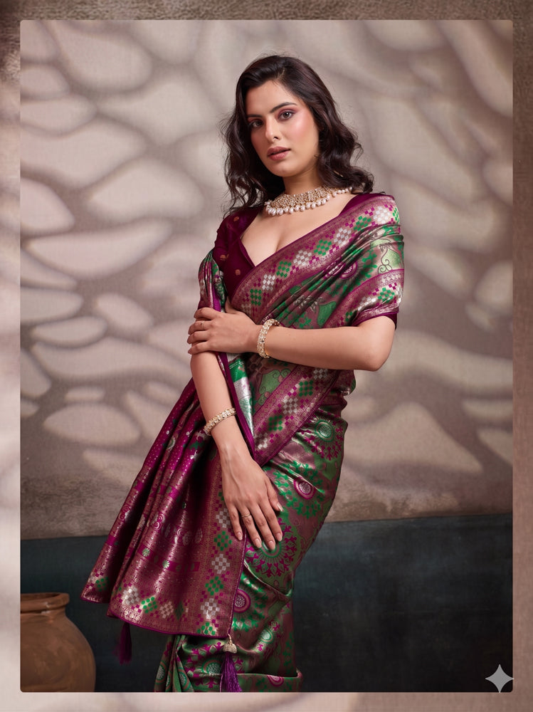 Soft Silk Meenakari Work Saree