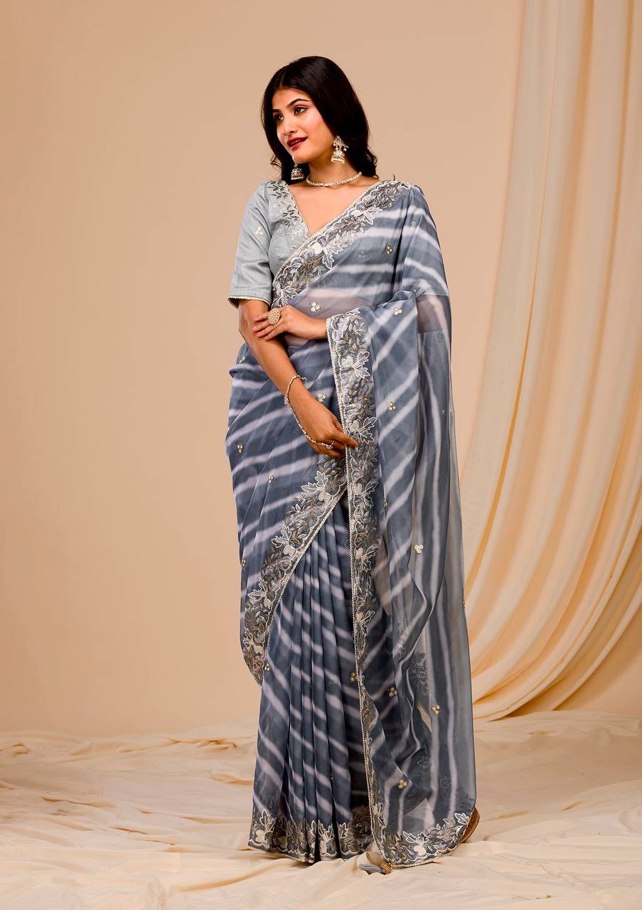 Georgette Saree with Embroidery Work