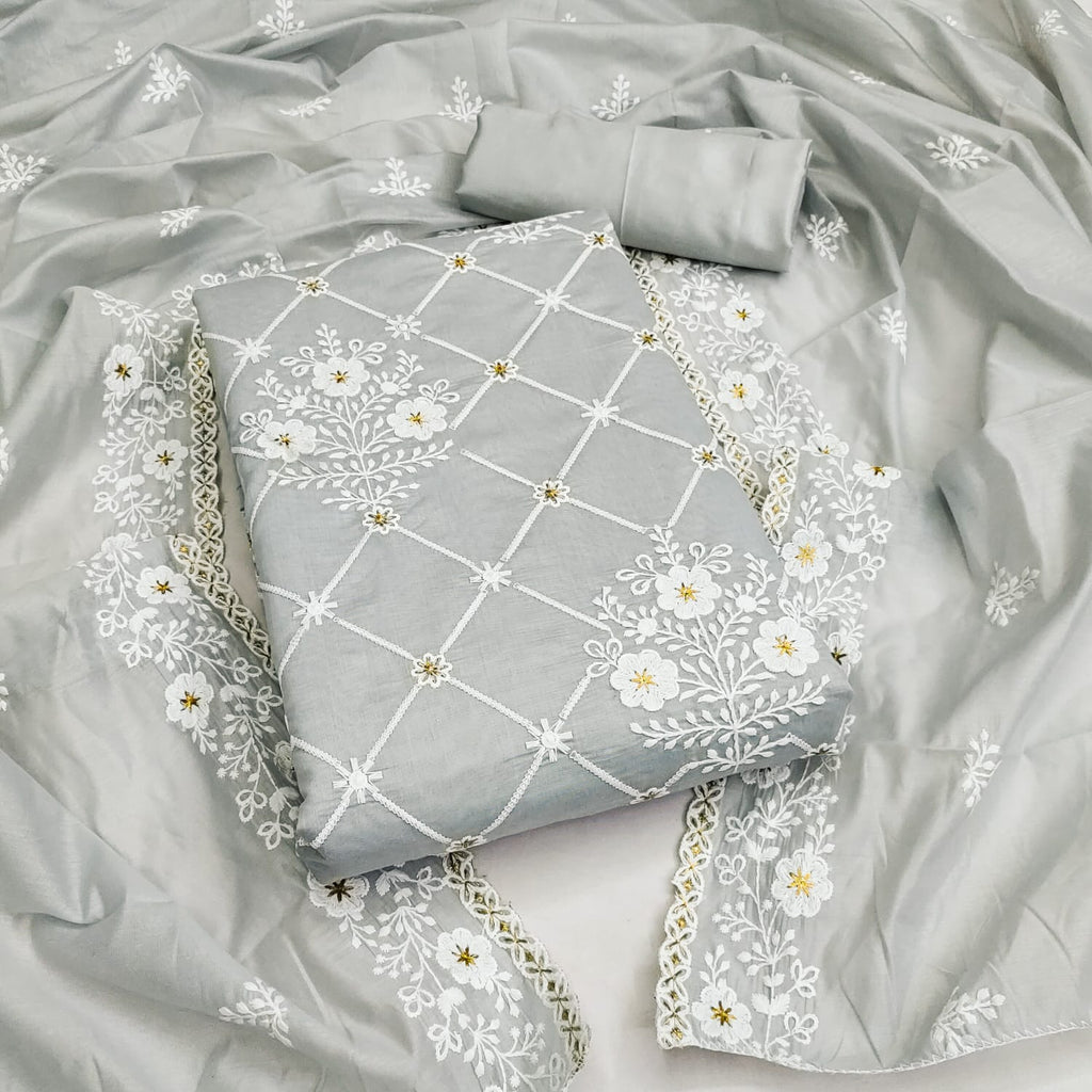 Chanderi Cotton Embroidery work Dress Material