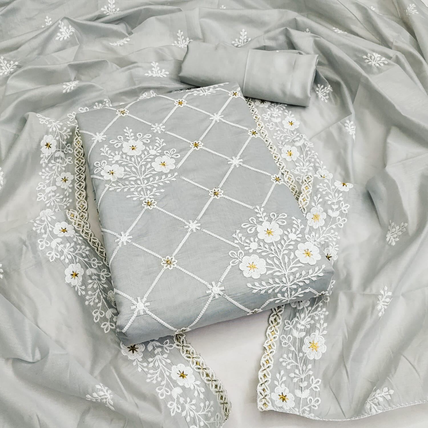 Chanderi Cotton Embroidery work Dress Material