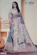 Vipul Soft Silk Digital Print Saree With Gold Zari Border