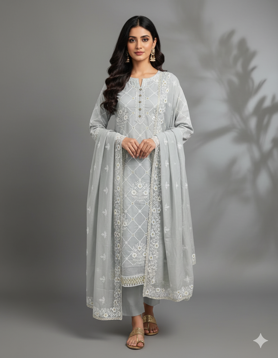 Chanderi Cotton Embroidery work Dress Material