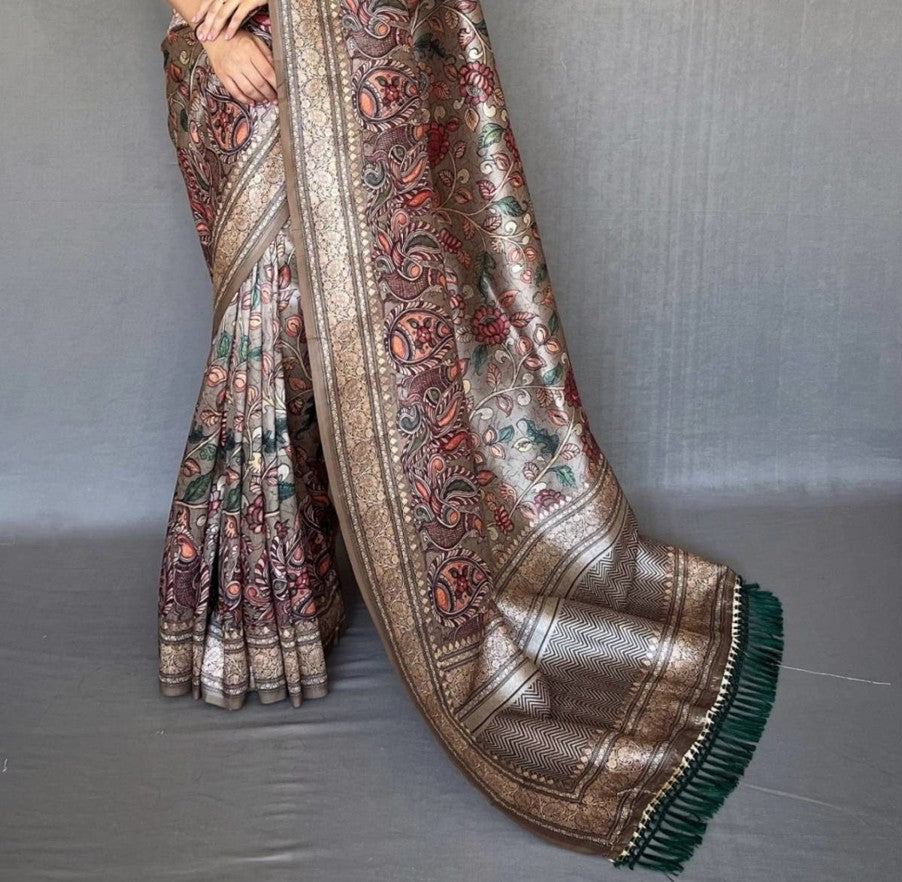 Soft Silk Kalamkari Printed Saree