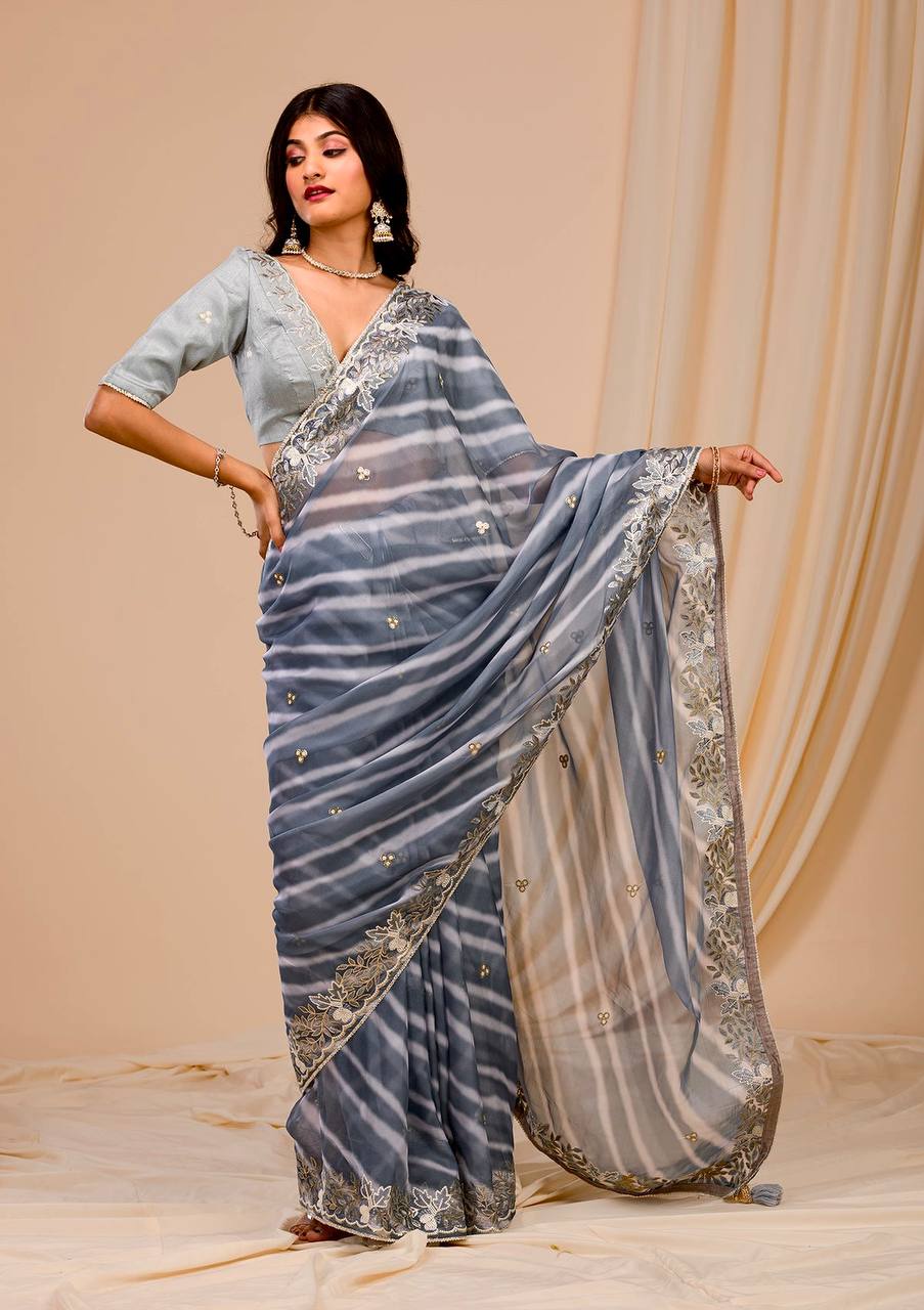 Georgette Saree with Embroidery Work
