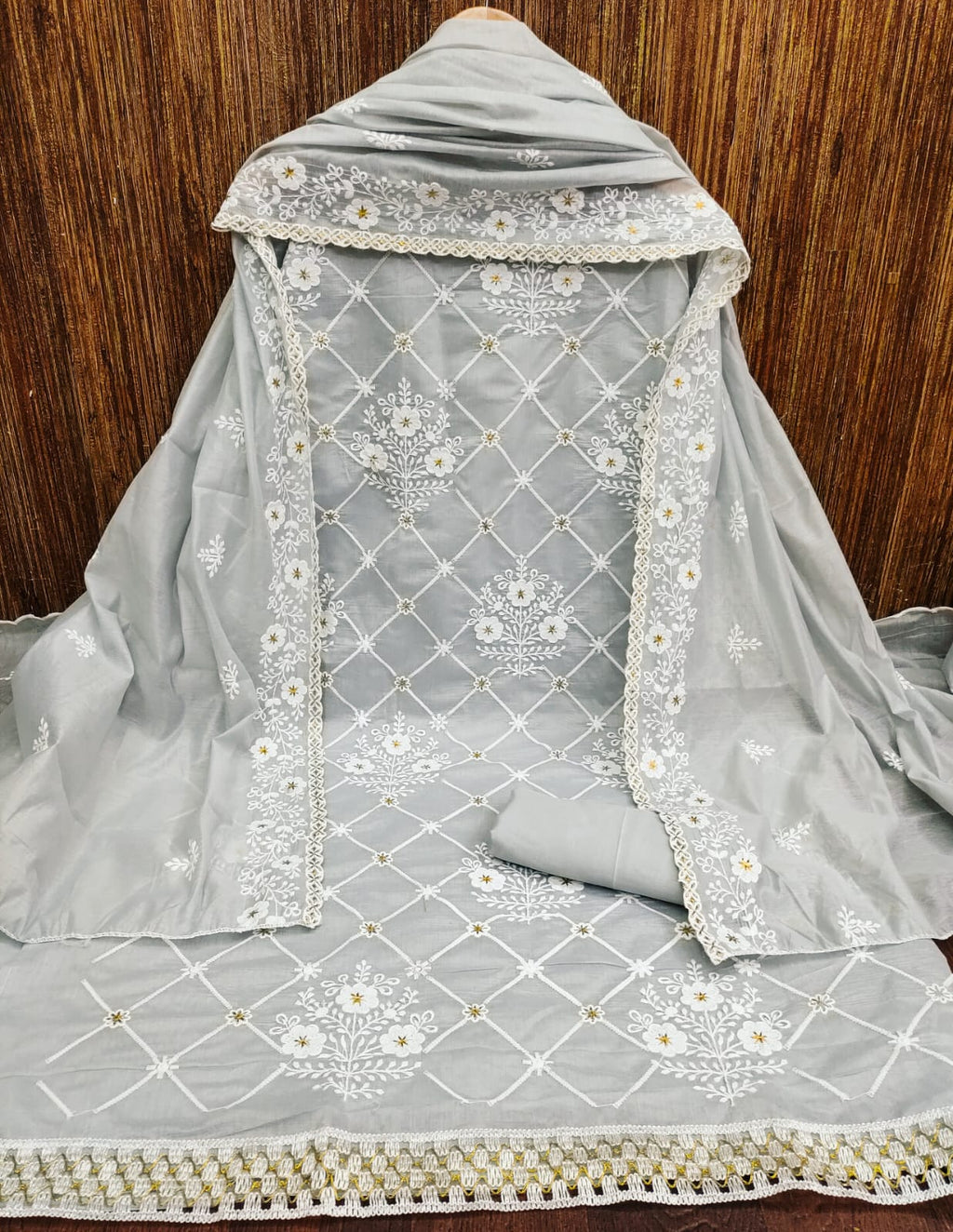 Chanderi Cotton Embroidery work Dress Material