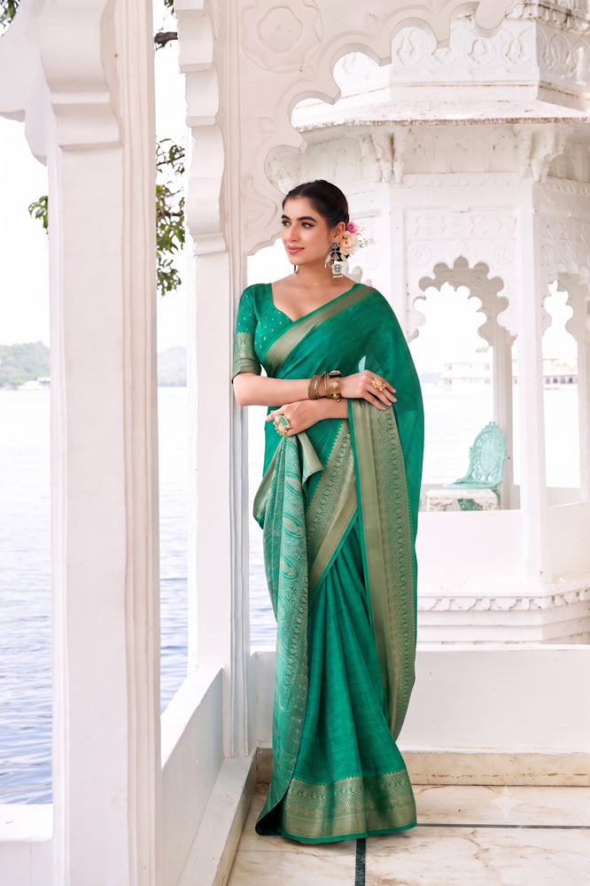 Chinon Zari Weaving Saree
