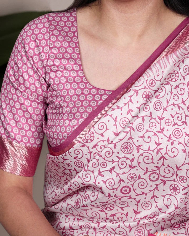 Designer Tussar Silk Printed Saree