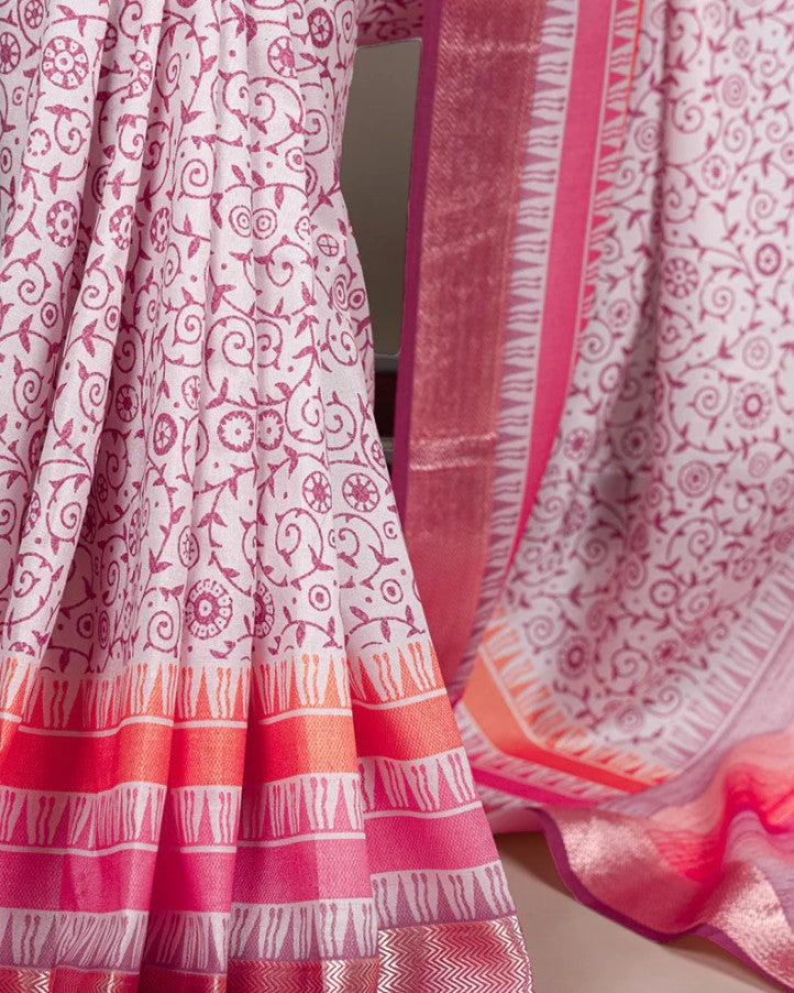 Designer Tussar Silk Printed Saree