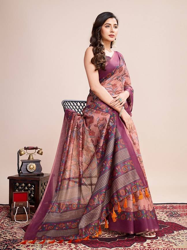 Digital Printed Linen Saree